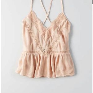 American eagle lace tank blouse pink xs